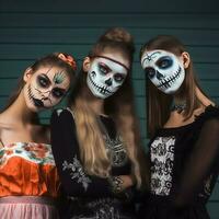 un' gen z mazzo nel dia de muertos abiti. ai generato foto