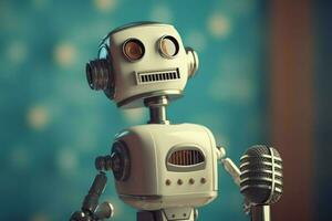 robot cantante microfono. creare ai foto