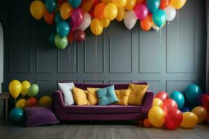 camera divano palloncini. creare ai foto