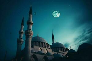 moschea sera cielo Luna. creare ai foto