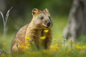 Quokka animale roditore campo. creare ai foto