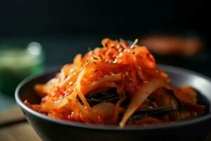 coreano kimchi ciotola cucina. creare ai foto