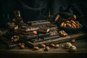 cioccolato noccioline bar dolce. creare ai foto