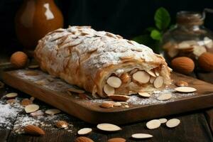 delizioso Mela strudel. creare ai foto