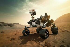 Marte esplorando rover. creare ai foto