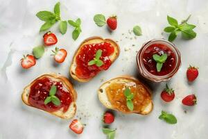 crostini servito marmellata. creare ai foto