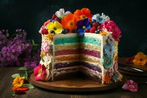 torta colorato fetta bacca. creare ai foto