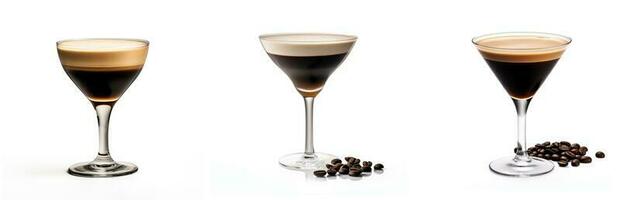 caffè espresso Martini collezione di cocktail isolato su bianca sfondo foto