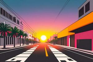 miami strada colorato tonalità altamente dettagliato piatto design. città grattacieli, urbano sfondo. foto