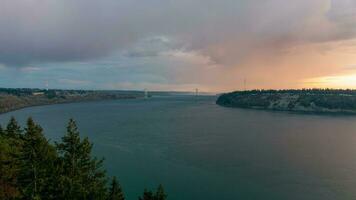 il tacoma Narrows a tramonto foto