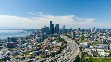 aereo Visualizza di il Seattle, wa orizzonte nel giugno foto