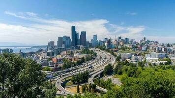 aereo Visualizza di il Seattle, wa orizzonte nel giugno foto