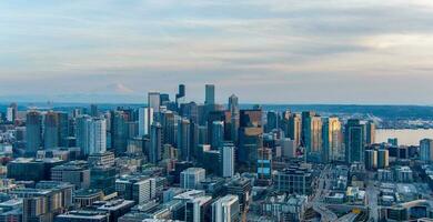 Seattle, Washington orizzonte a tramonto foto