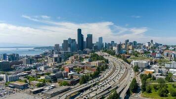 aereo Visualizza di il Seattle, wa orizzonte nel giugno foto