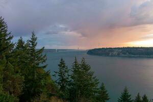 il tacoma Narrows a tramonto foto