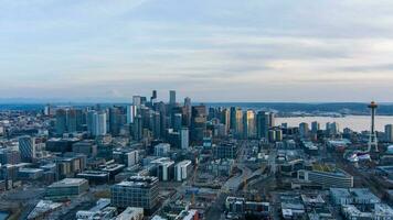 Seattle, Washington orizzonte a tramonto foto