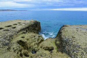 costiero paesaggio con scogliere nel penisola Valdes, mondo eredità luogo, patagonia argentina foto