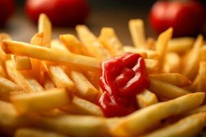 francese patatine fritte con ketchup. ai generato foto