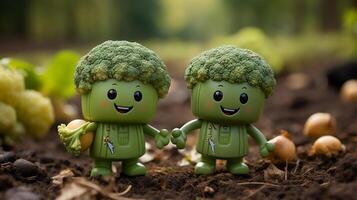 broccoli avere viso, mani e piedi a piedi fatto di ai generativo foto