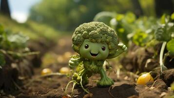 broccoli avere viso, mani e piedi a piedi fatto di ai generativo foto