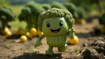 broccoli avere viso, mani e piedi a piedi fatto di ai generativo foto