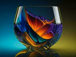 vivace colorato bicchiere travolgente trasparenza e radiante riflessi, ai generativo foto