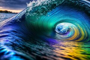 un' immagine di un' colorato onda nel il oceano. ai generato foto