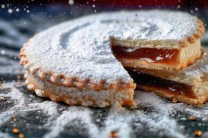 biscotti con in polvere zucchero. ai generativo foto