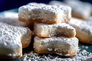 biscotti con in polvere zucchero. ai generativo foto