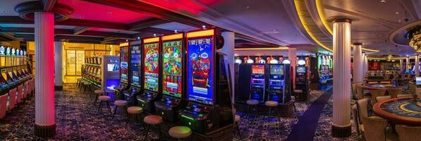 casinò gioco d'azzardo manganello e roulette tavolo in attesa per i giocatori d'azzardo e turista per trascorrere i soldi foto