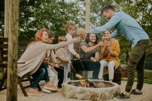 amici avendo bene tempo e cottura al forno calli nel il Casa Giardino dietro la casa foto