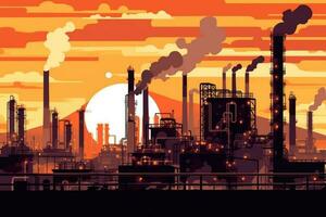 industriale fabbriche silhouette sfondo. emissioni a partire dal fabbriche. generativo ai. foto
