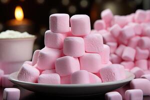 molte di poco marshmallows. generativo ai foto