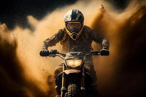 un' motociclisti partecipa nel concorrenza Immagine generativo ai foto