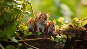 mamma topo con sua bambini generativo ai foto