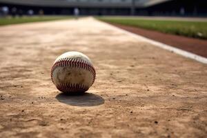 baseball su il campo con camera per copia generativo ai foto