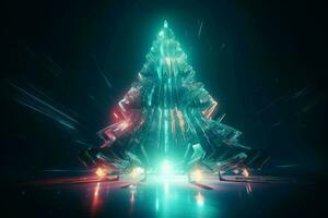 neon Natale albero luci. creare ai foto