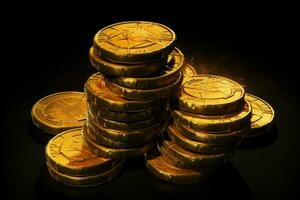 oro monete pila successo. creare ai foto