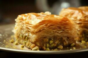 baklava arabo dolce. creare ai foto