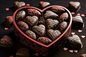 San Valentino giorno cioccolata scatola. creare ai foto