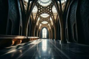 moderno moschea dentro luce. creare ai foto
