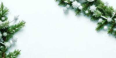 Natale albero rami e ornamenti isolato su bianca sfondo, generativo ai. foto