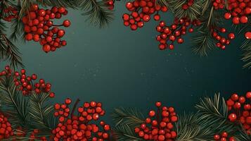 Natale sfondo con abete e frutti di bosco foto