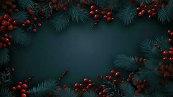 Natale sfondo con abete e frutti di bosco foto