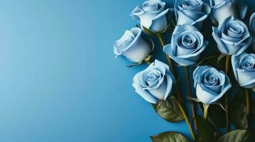 blu Rose su blu sfondo ai generato foto