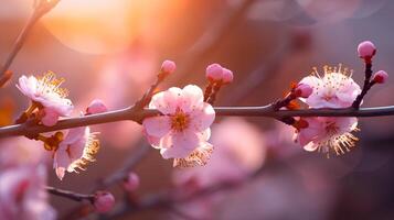 un' vicino su sakura albero ai generato foto