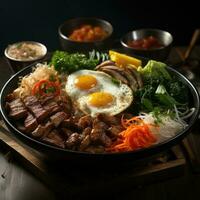 delizioso coreano bibimbap ai generato foto