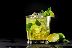 Caipirinha cocktail buio sfondo con vuoto spazio per testo foto