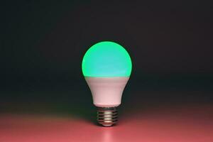verde leggero lampadina, moderno energia Salvataggio, copia spazio. minimo idea concetto. foto