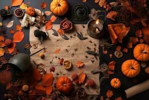 Halloween sfondo con zucche e zucca creato utilizzando generativo ai foto